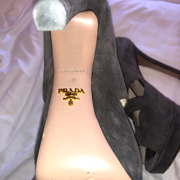 Grey suede Prada Heels - Picture 2 of 3